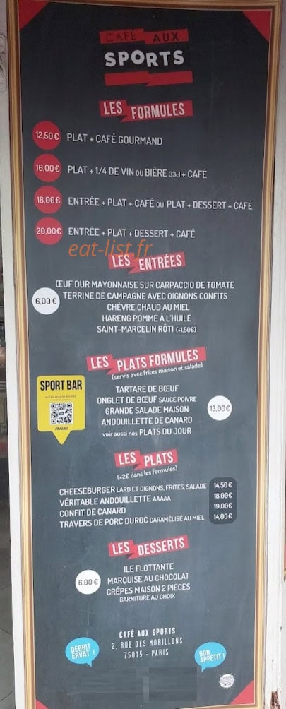 Aux Sports — carte page 1