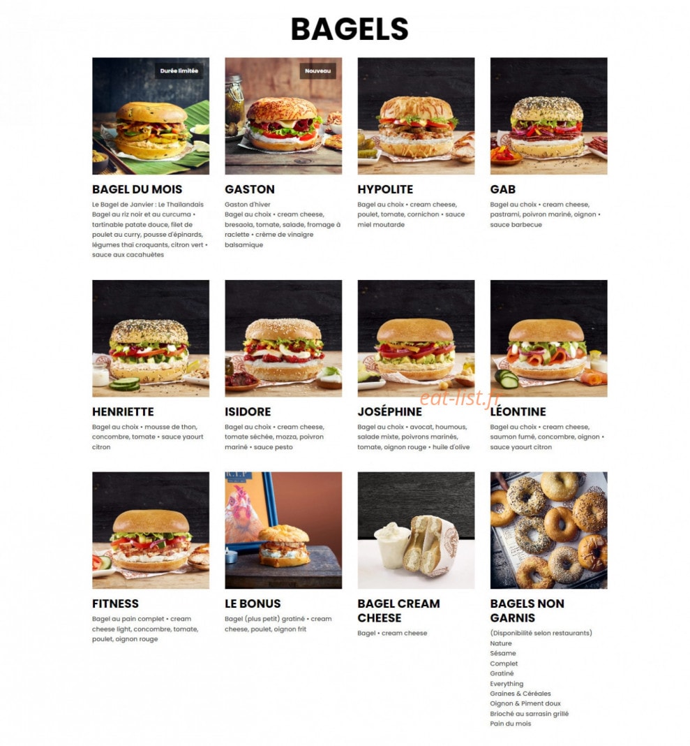 Bagelstein — carte page 1