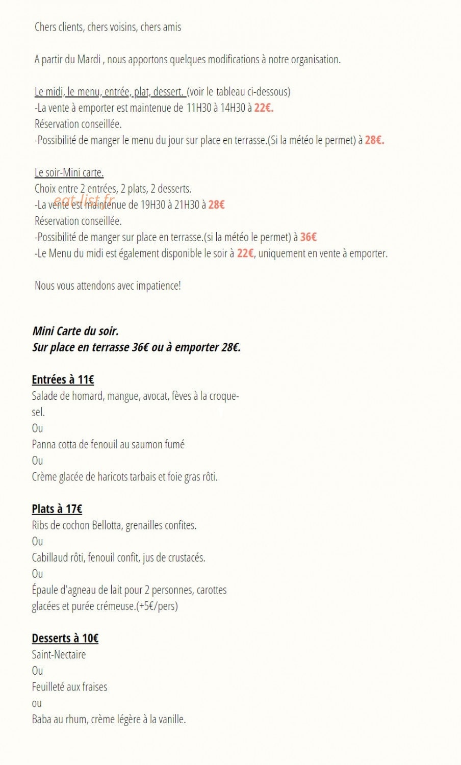 Beurre Noisette — carte page 1
