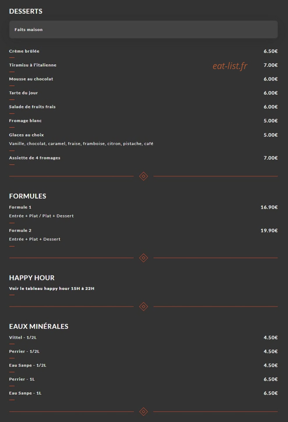 Bistro 79 — carte page 4