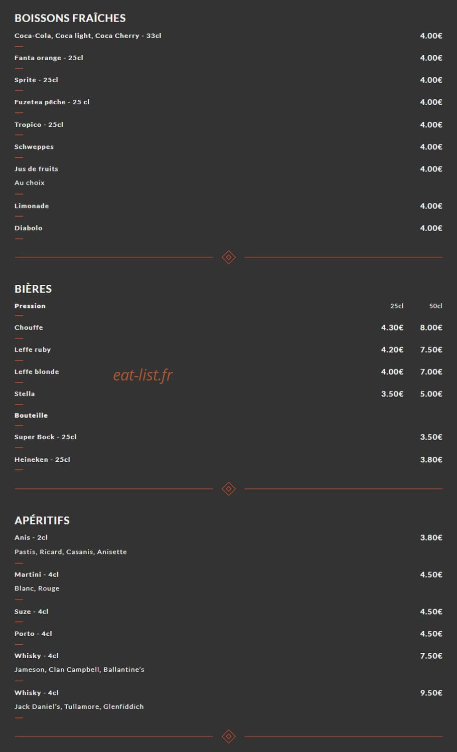 Bistro 79 — carte page 5