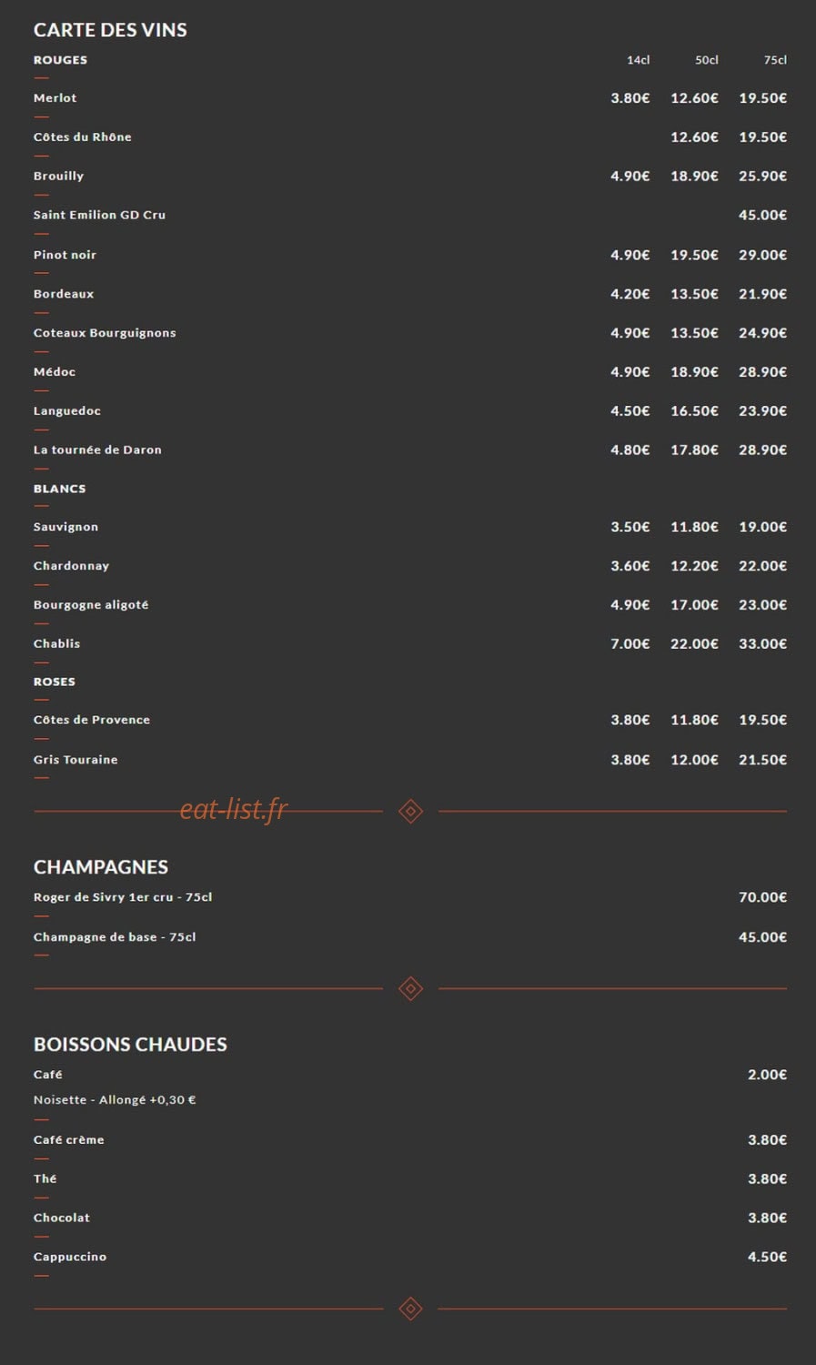 Bistro 79 — carte page 7