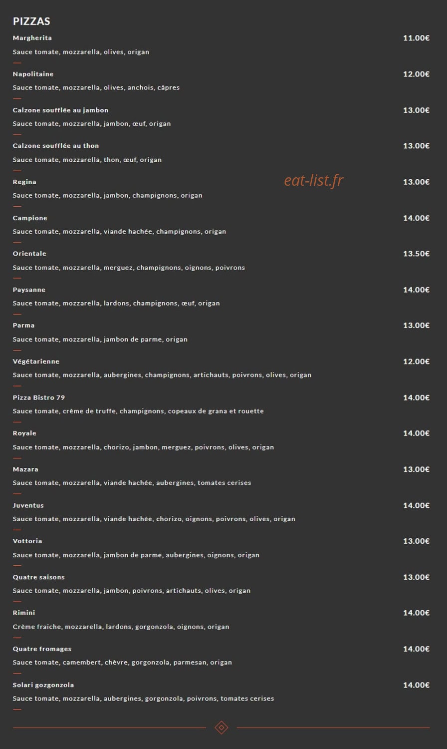 Bistro 79 — carte page 3