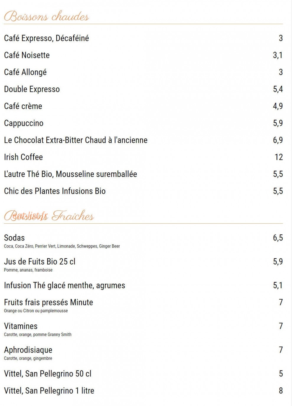 Bistrot Chic — carte page 3