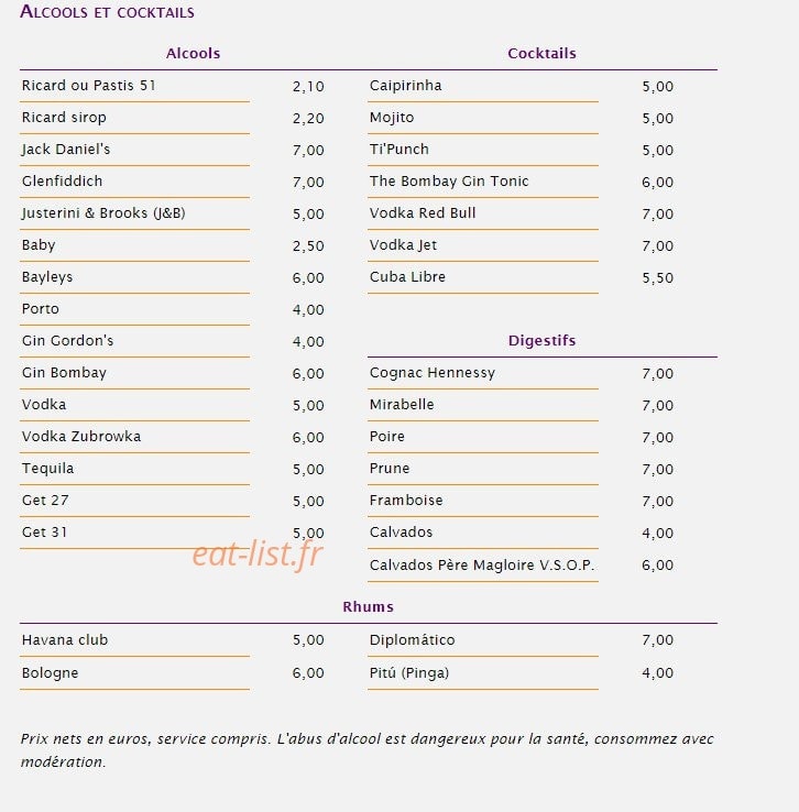 Bistrot les Timbrés — carte page 5