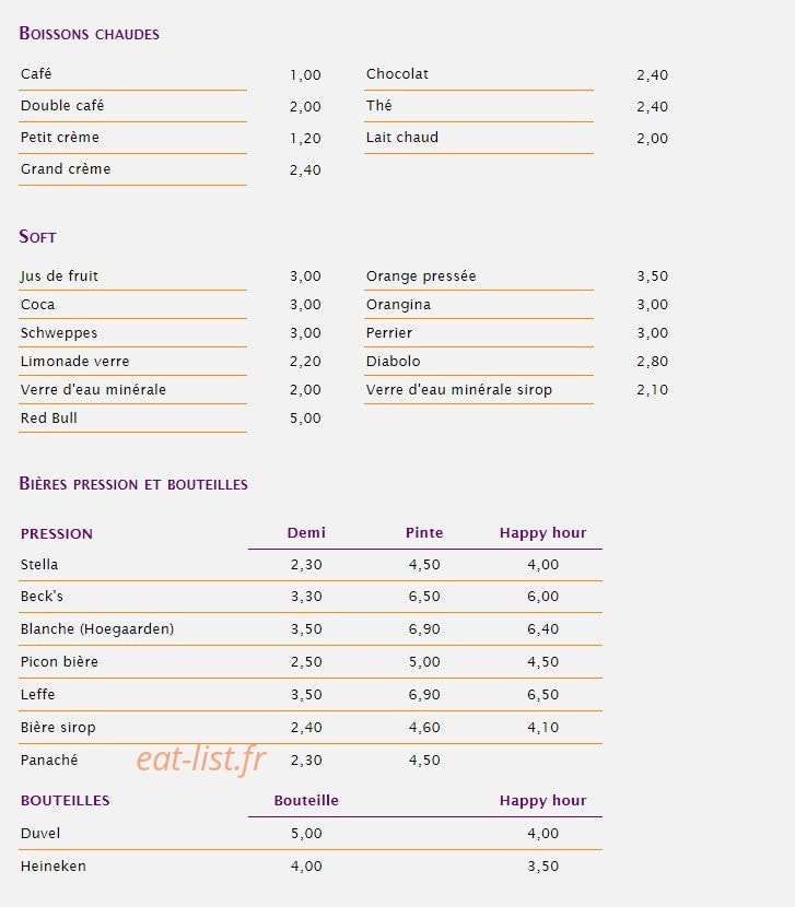 Bistrot les Timbrés — carte page 3
