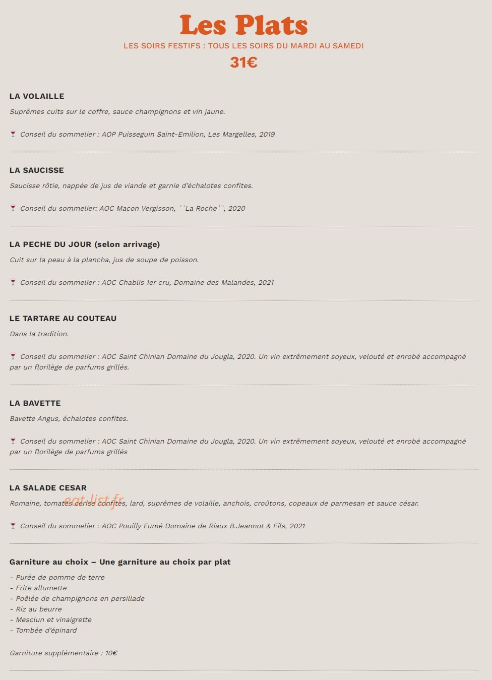Bistrot Podium — carte page 6