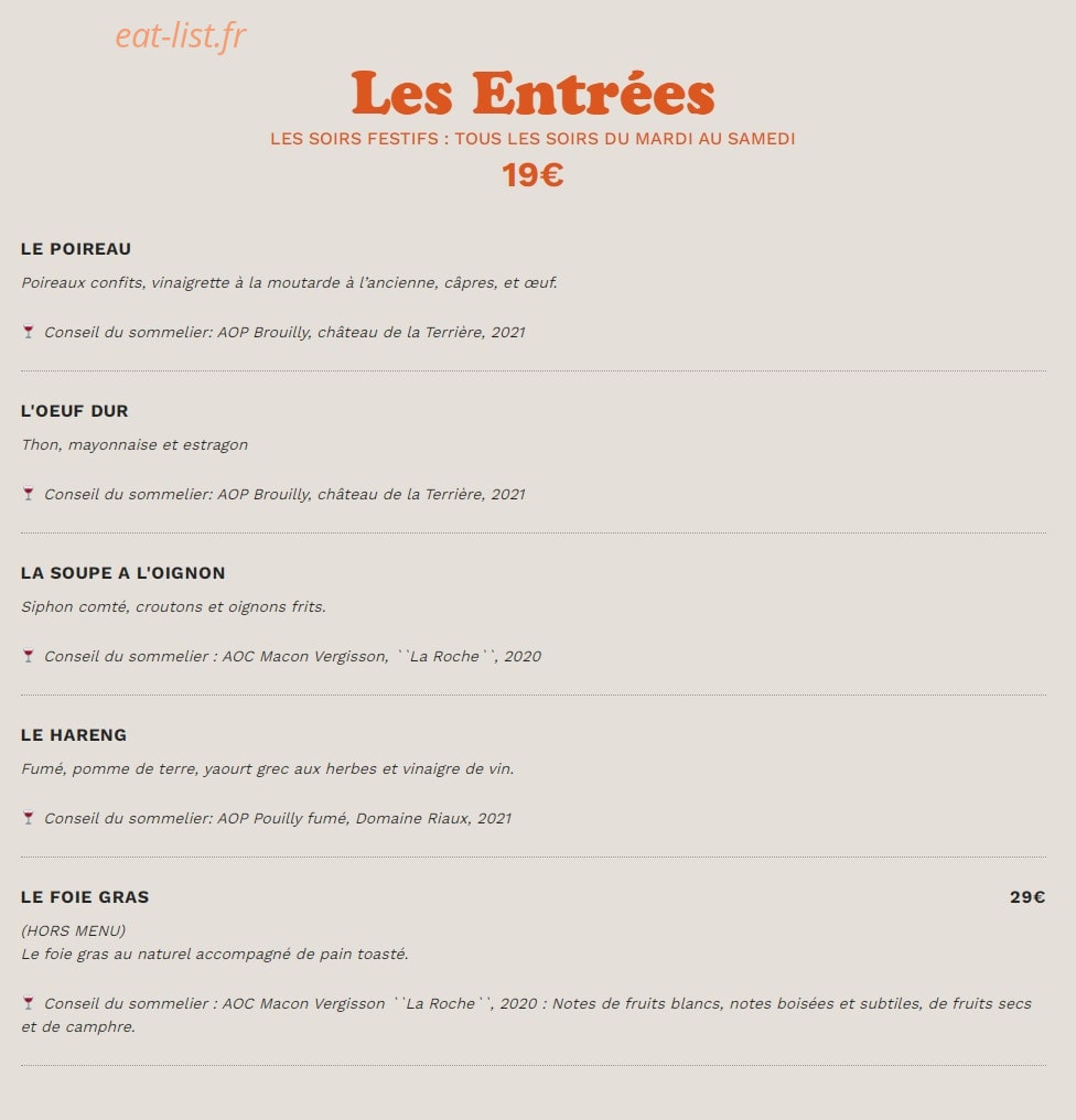 Bistrot Podium — carte page 5