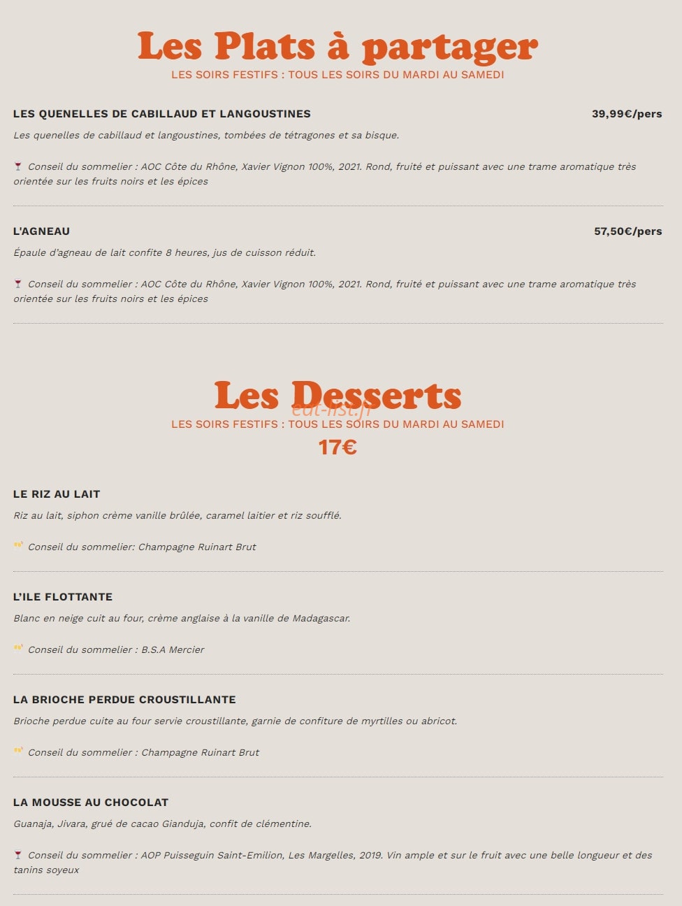Bistrot Podium — carte page 7
