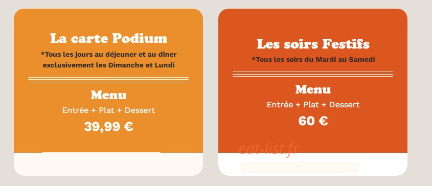Bistrot Podium — carte page 1
