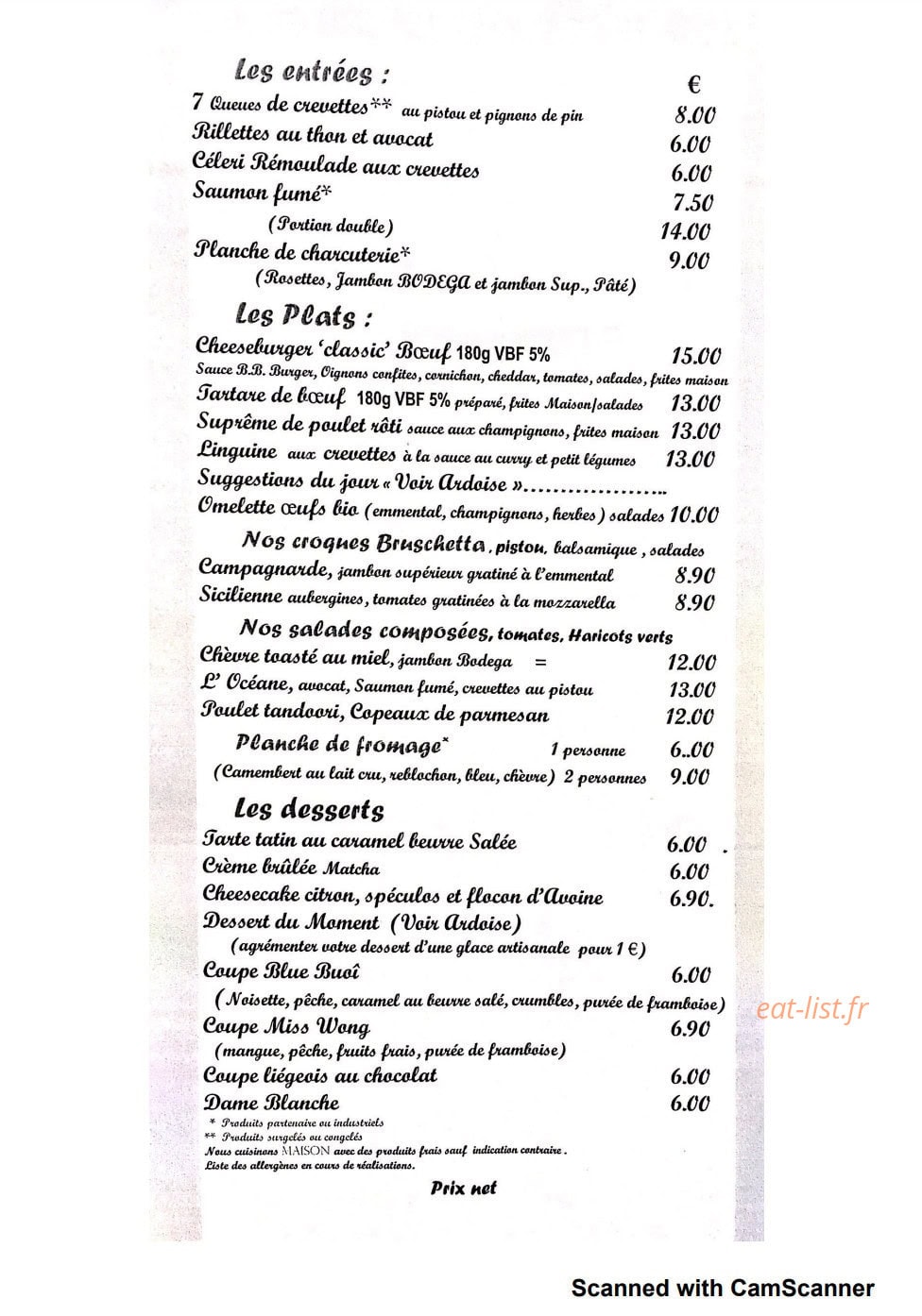 Blue Buoi café — carte page 1