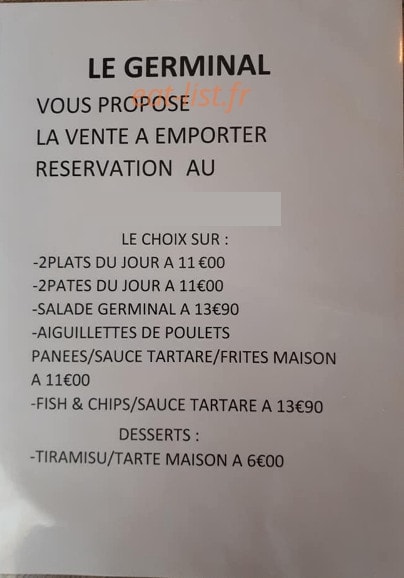 Brasserie Le Germinal — carte page 1