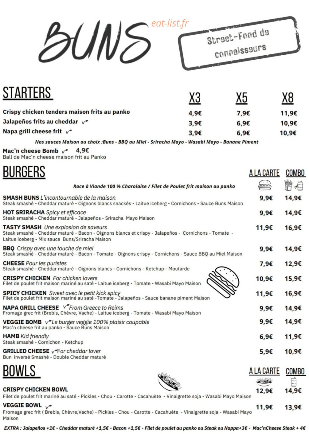 Buns — carte page 1