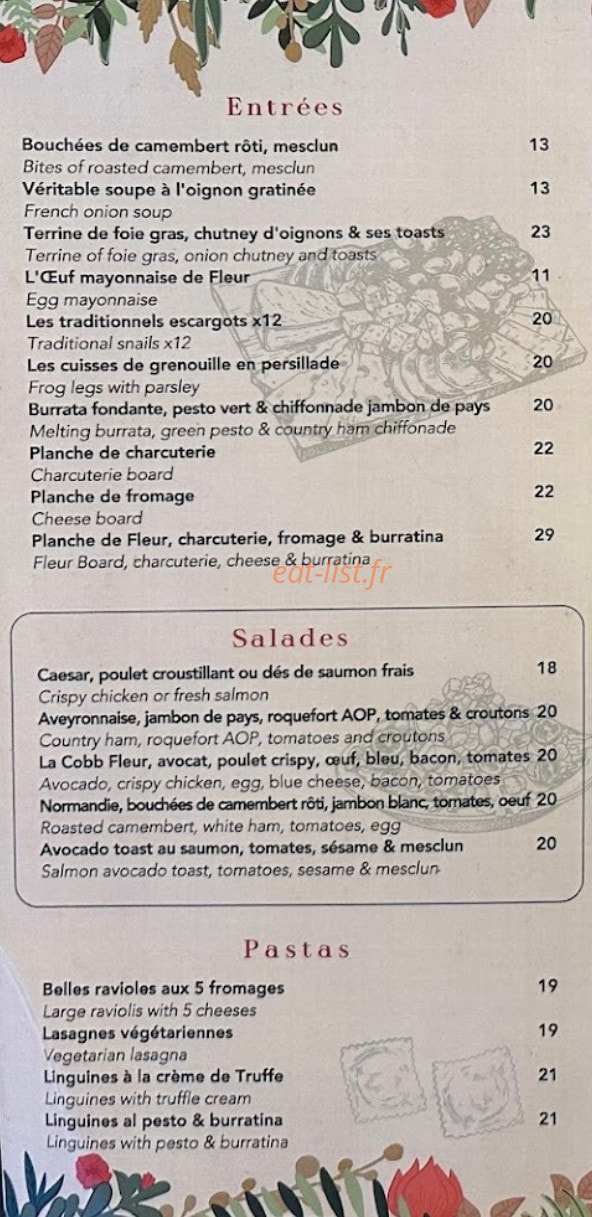 Café Fleur — carte page 2