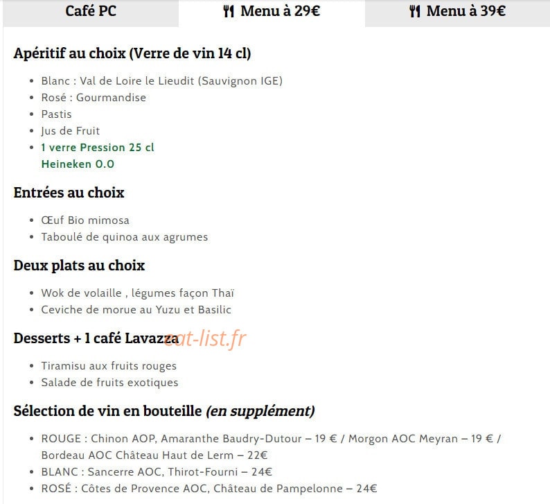 Café Le PC — carte page 1