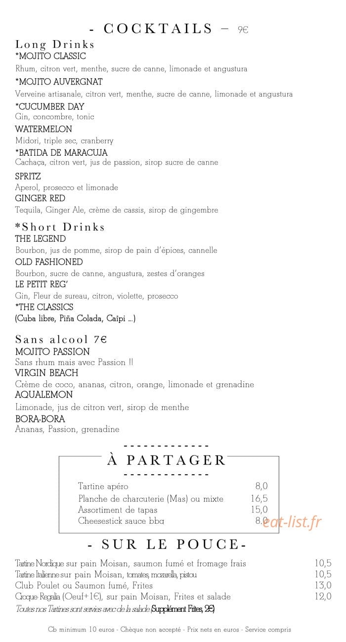 Café Regalia — carte page 9