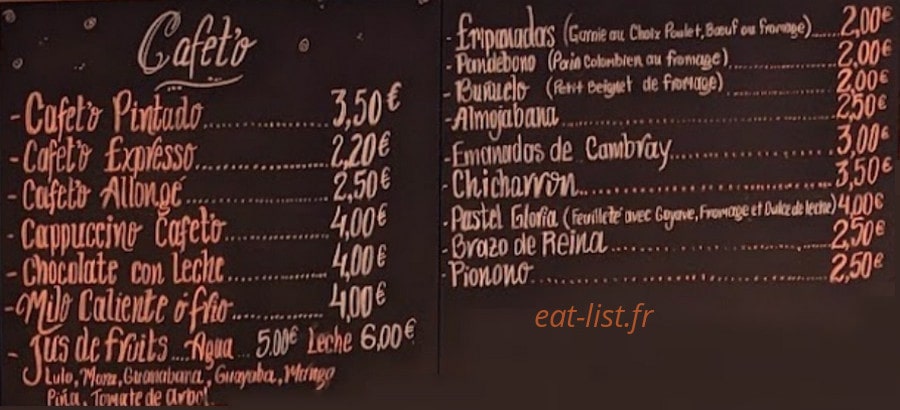Cafet'o — carte page 1