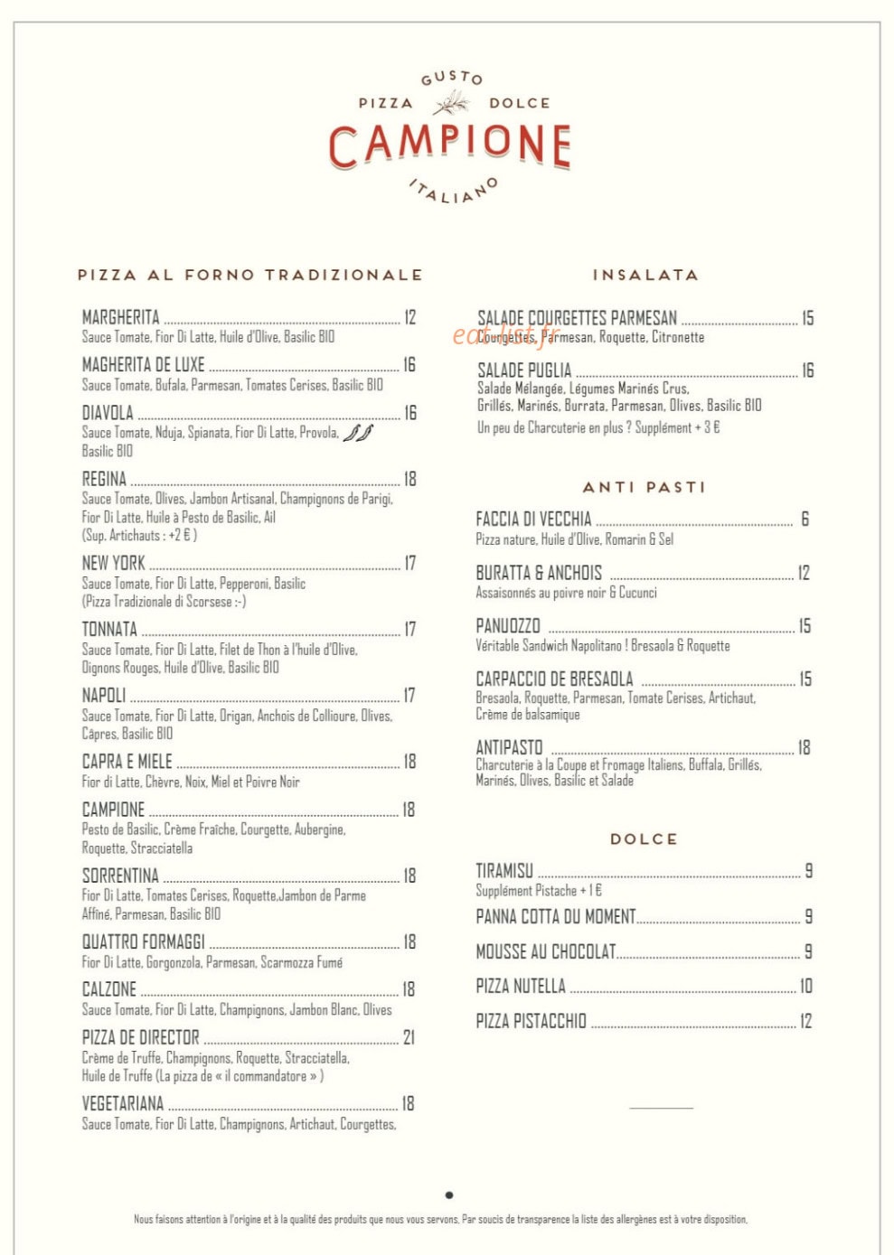 Campione Pizza & Quiz — carte page 1