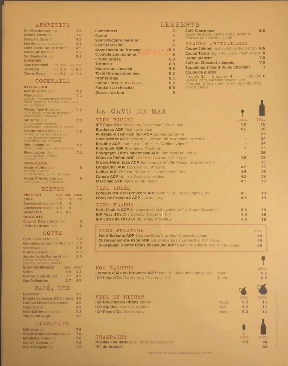 Cantine Max — carte page 3