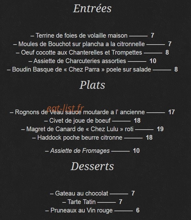 Chez cézigue — carte page 1