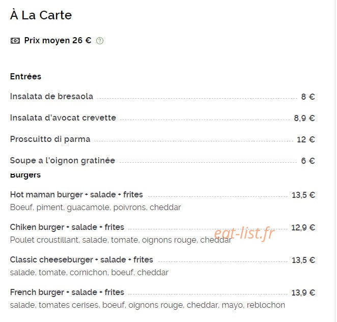 Chez Milo — carte page 1