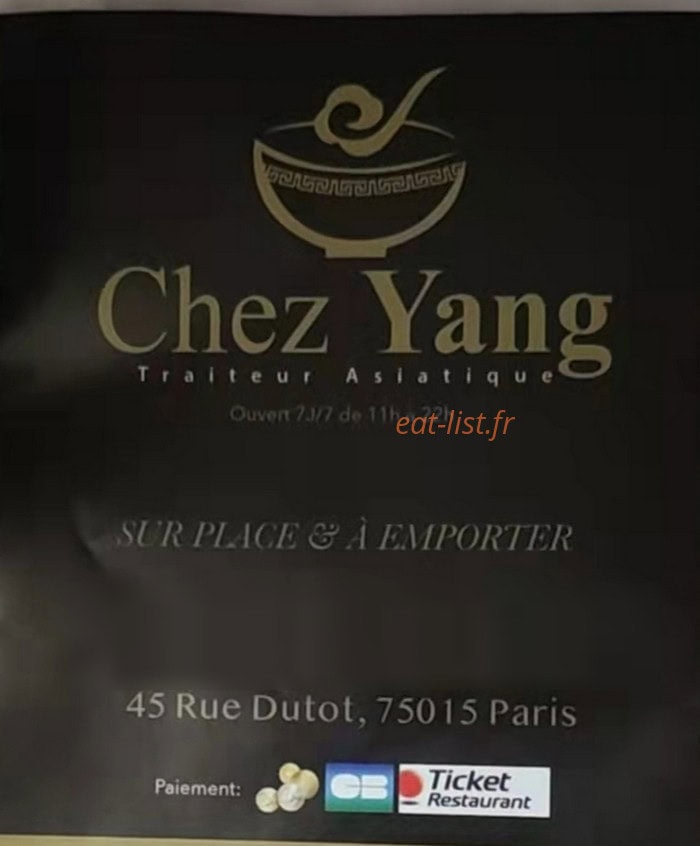 Chez Yang — carte page 1