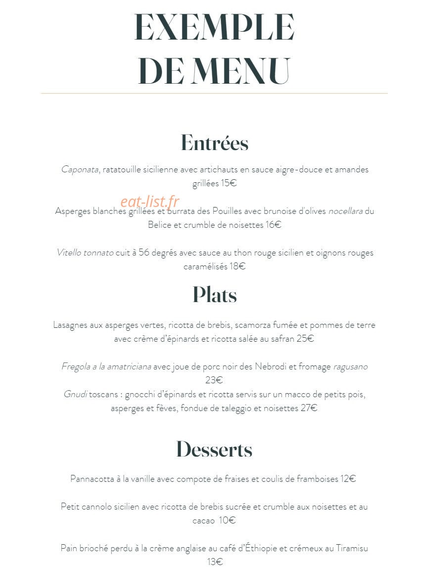 Ciccio Osteria Créative — carte page 1