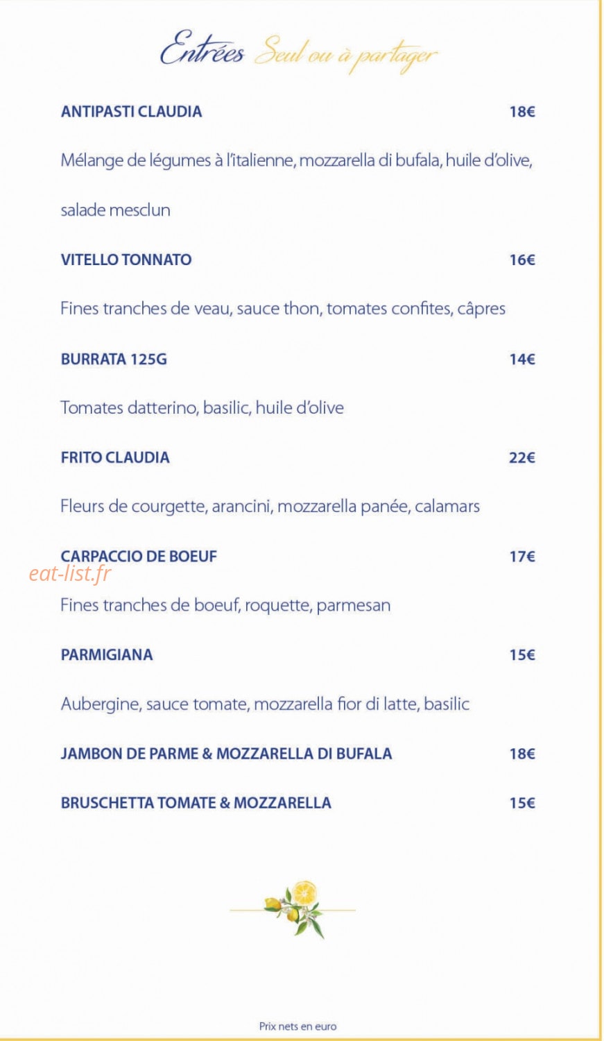 Claudia Paris — carte page 1