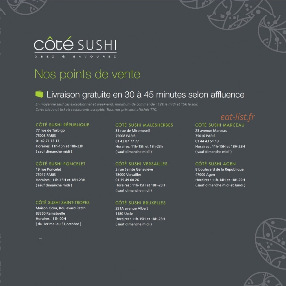 Coté Sushi — carte page 3