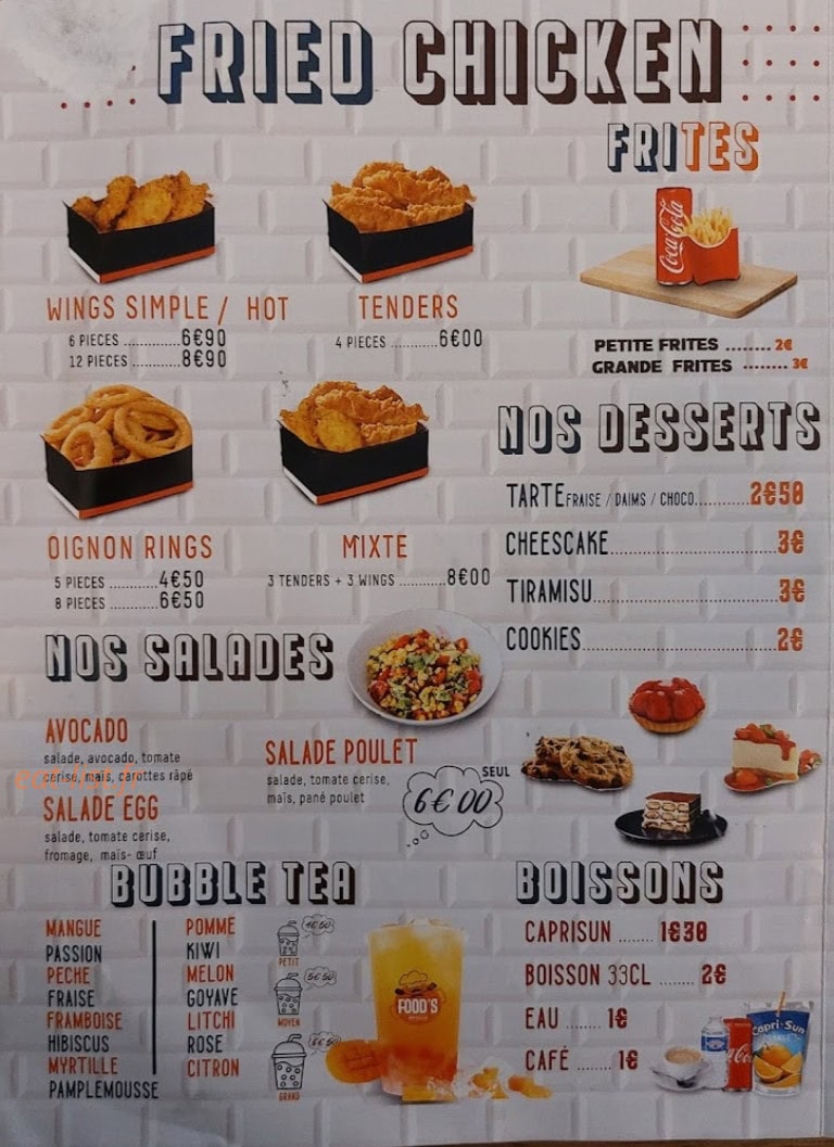 Food's — carte page 3