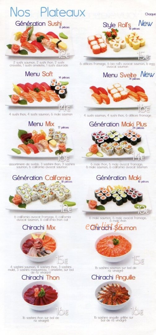 Génération Sushi — carte page 3