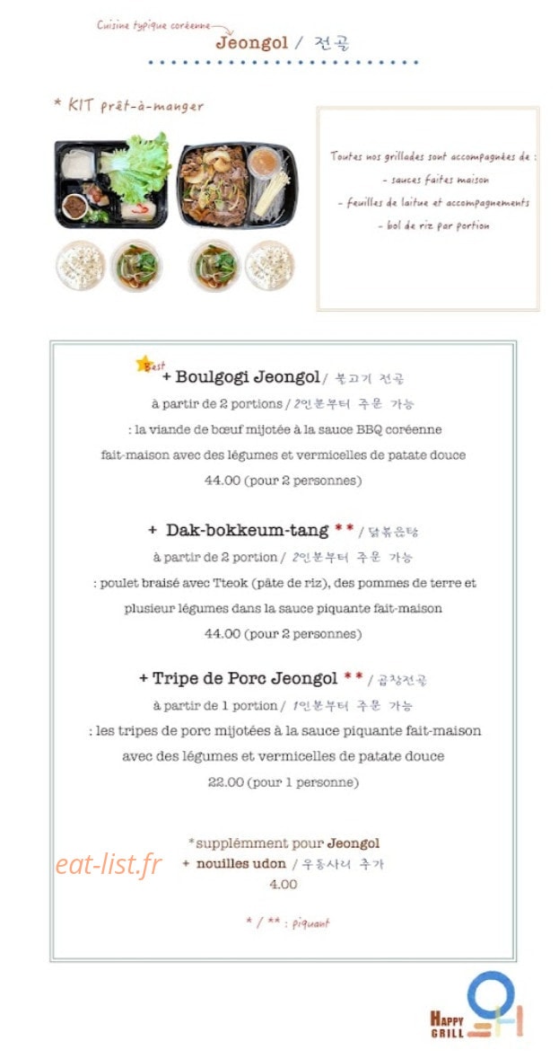 Happy Grill — carte page 2