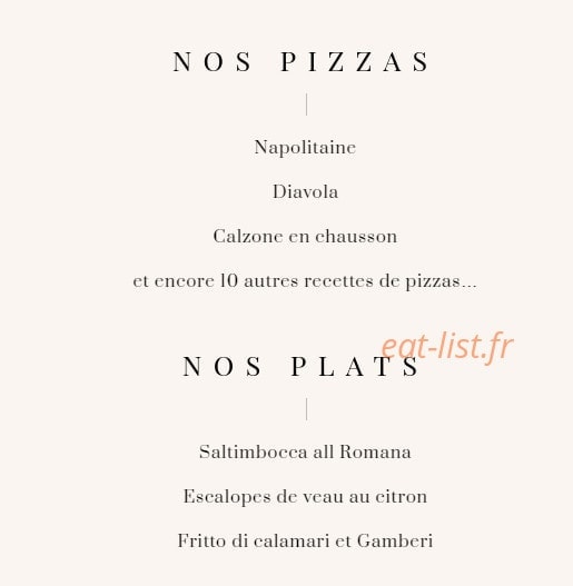 Joya Trattoria — carte page 2