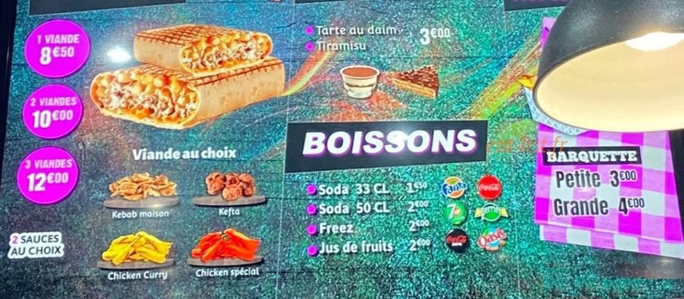 Juba Kebab — carte page 1