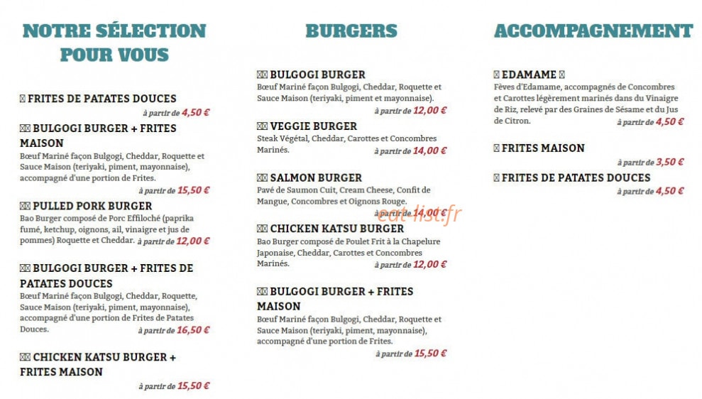 Juste Bao — carte page 1