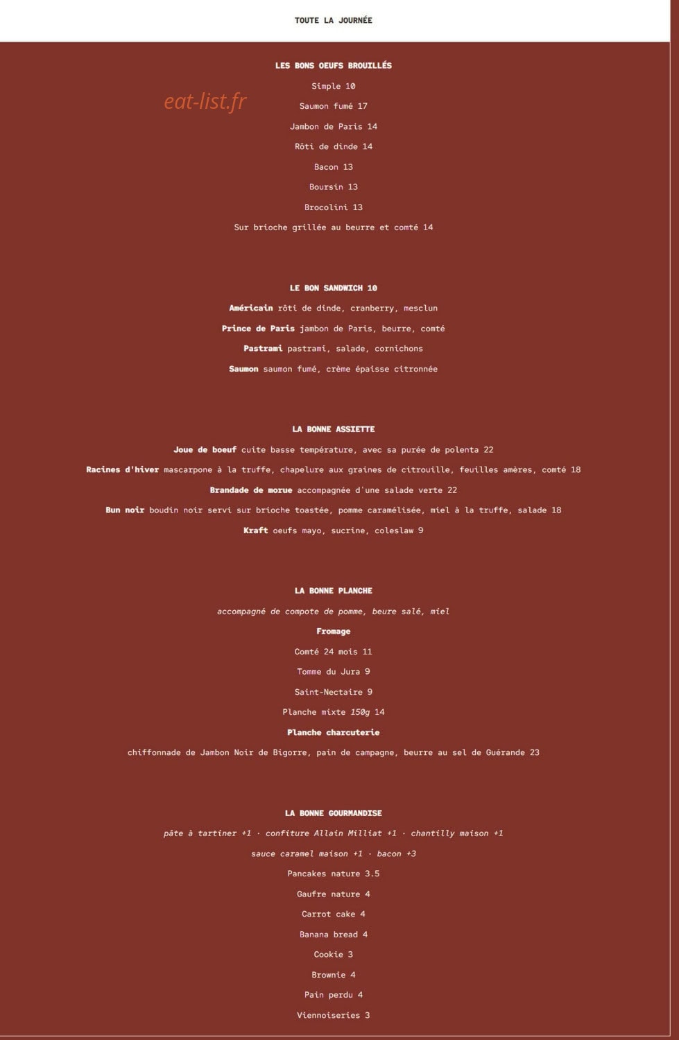 Kraft - La Bonne Table — carte page 1
