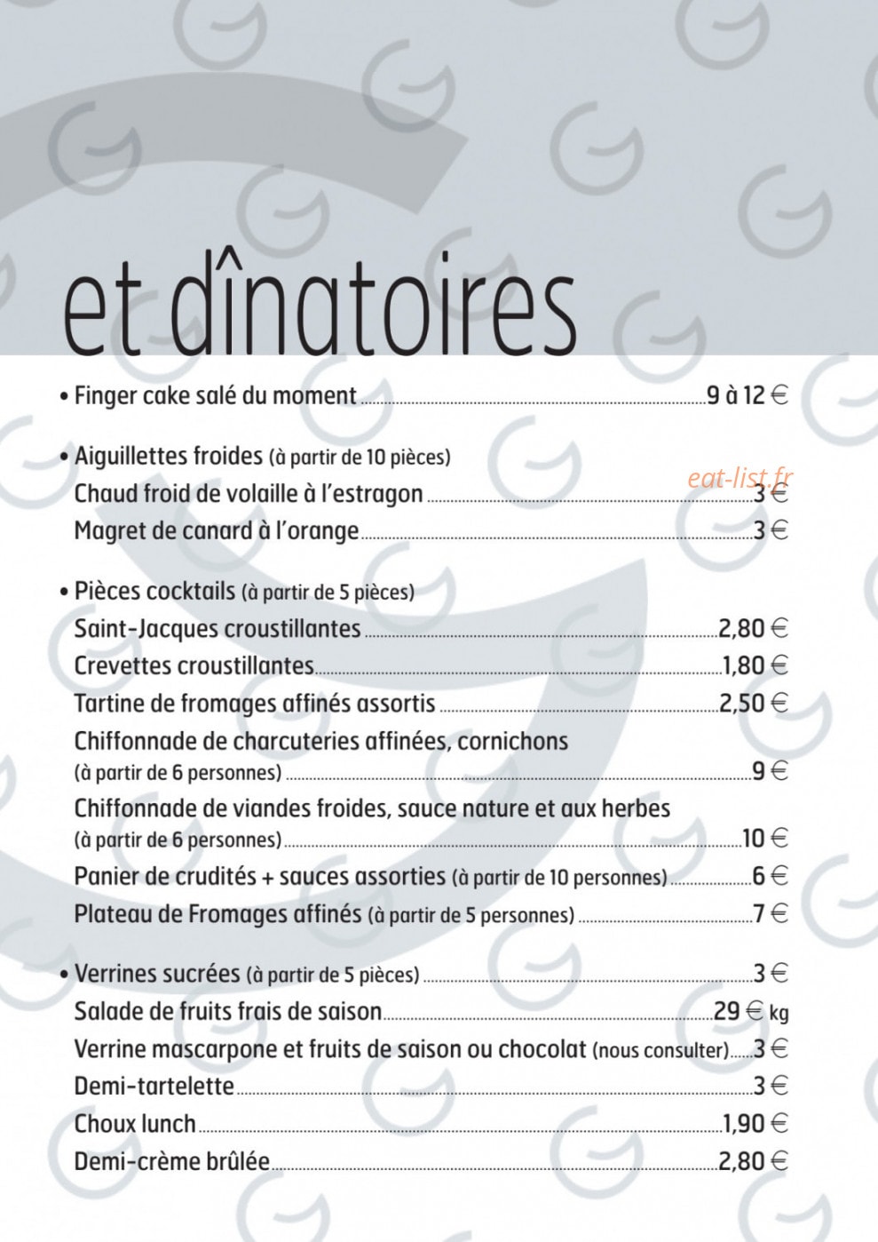 L'atelier des gourmands — carte page 10