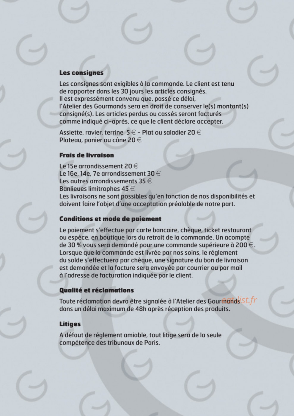 L'atelier des gourmands — carte page 12
