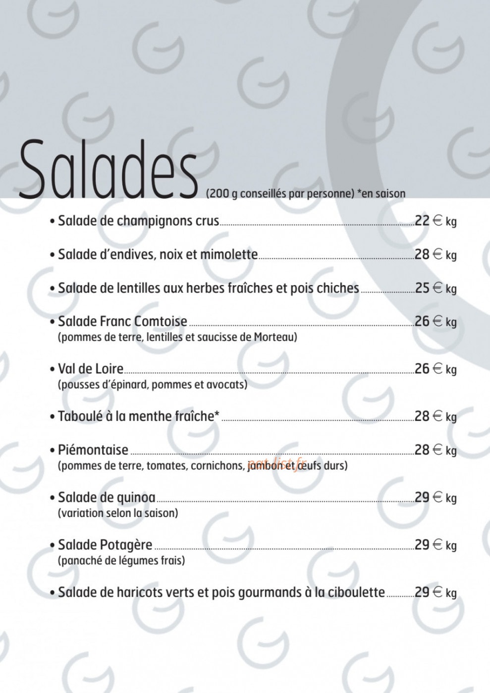 L'atelier des gourmands — carte page 2