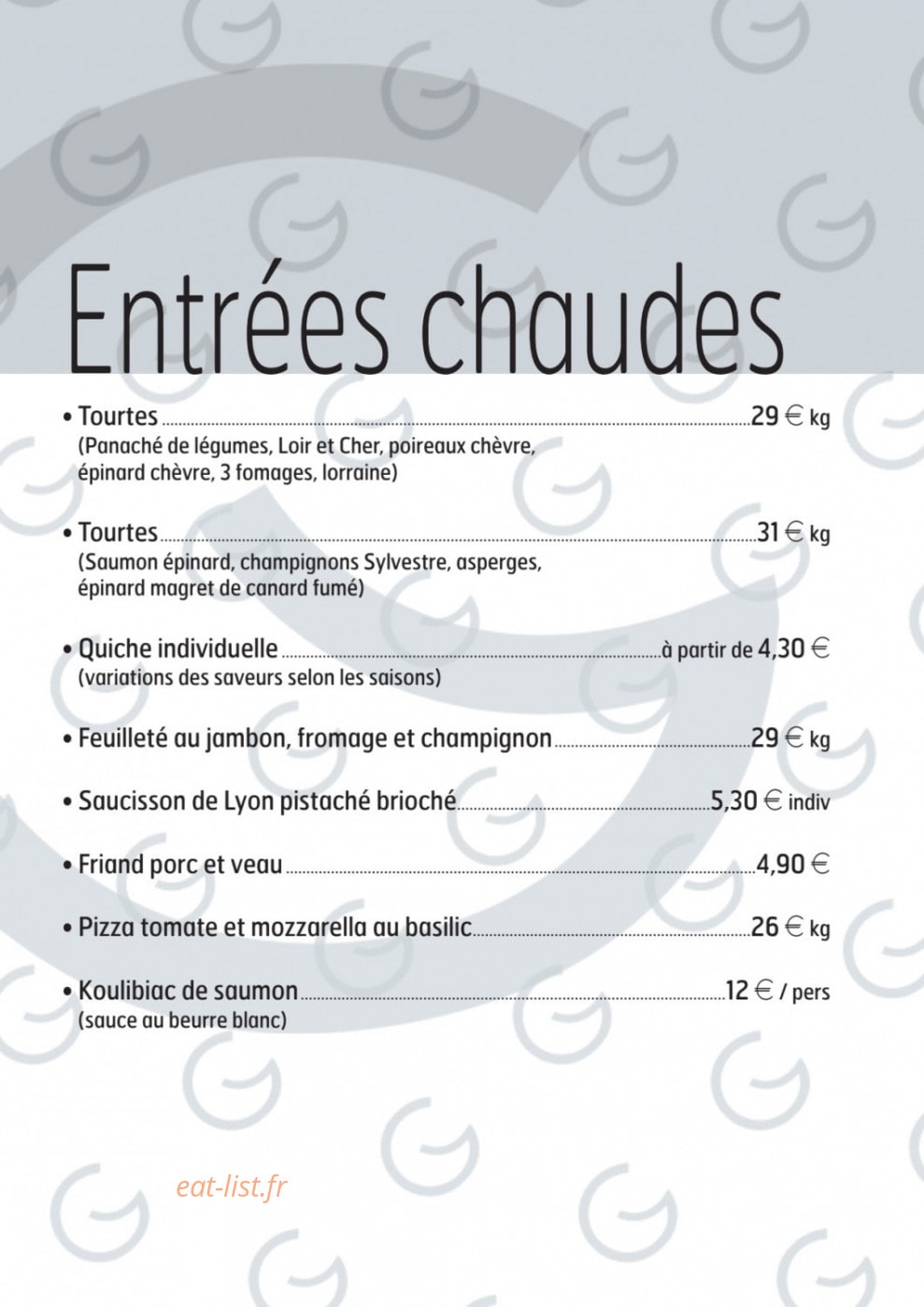 L'atelier des gourmands — carte page 5
