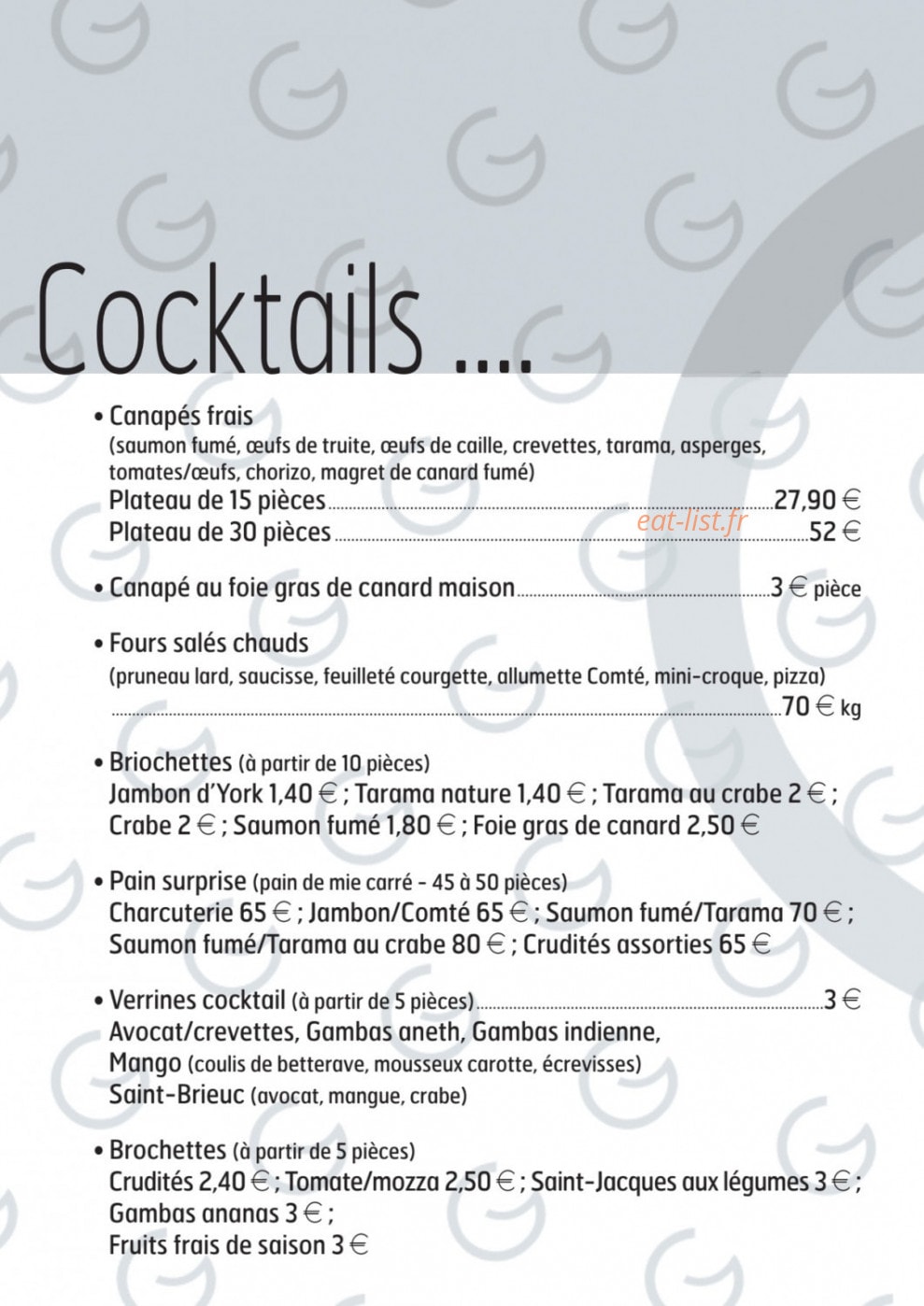 L'atelier des gourmands — carte page 9
