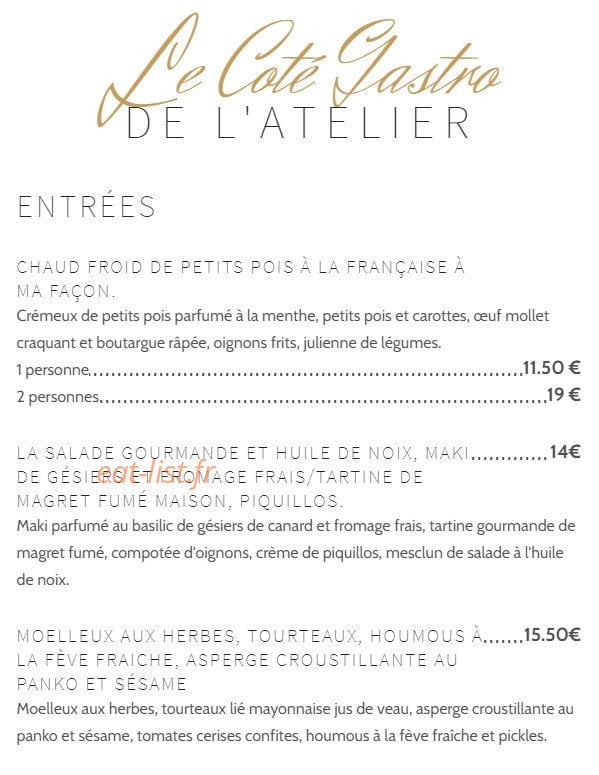 L'Atelier du Parc — carte page 5