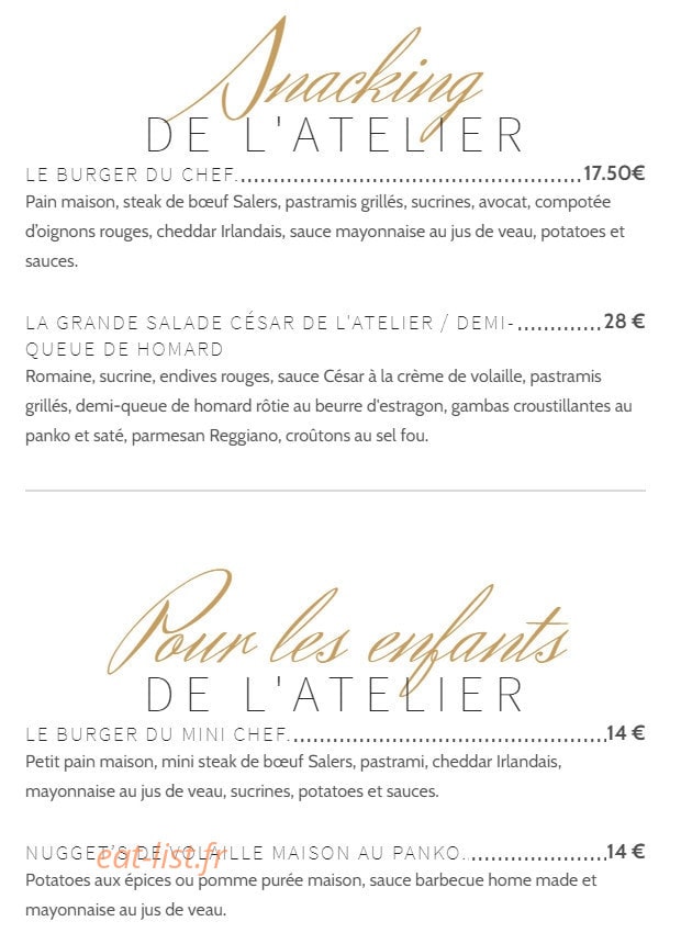 L'Atelier du Parc — carte page 4