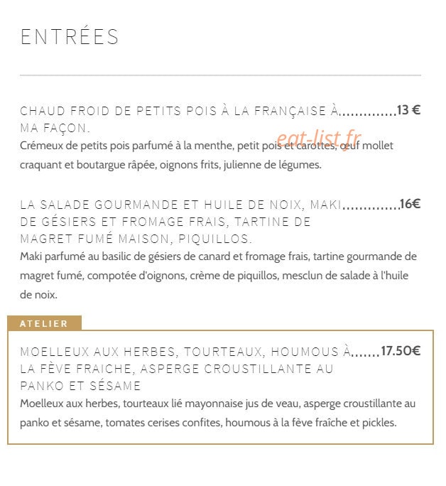 L'Atelier du Parc — carte page 1