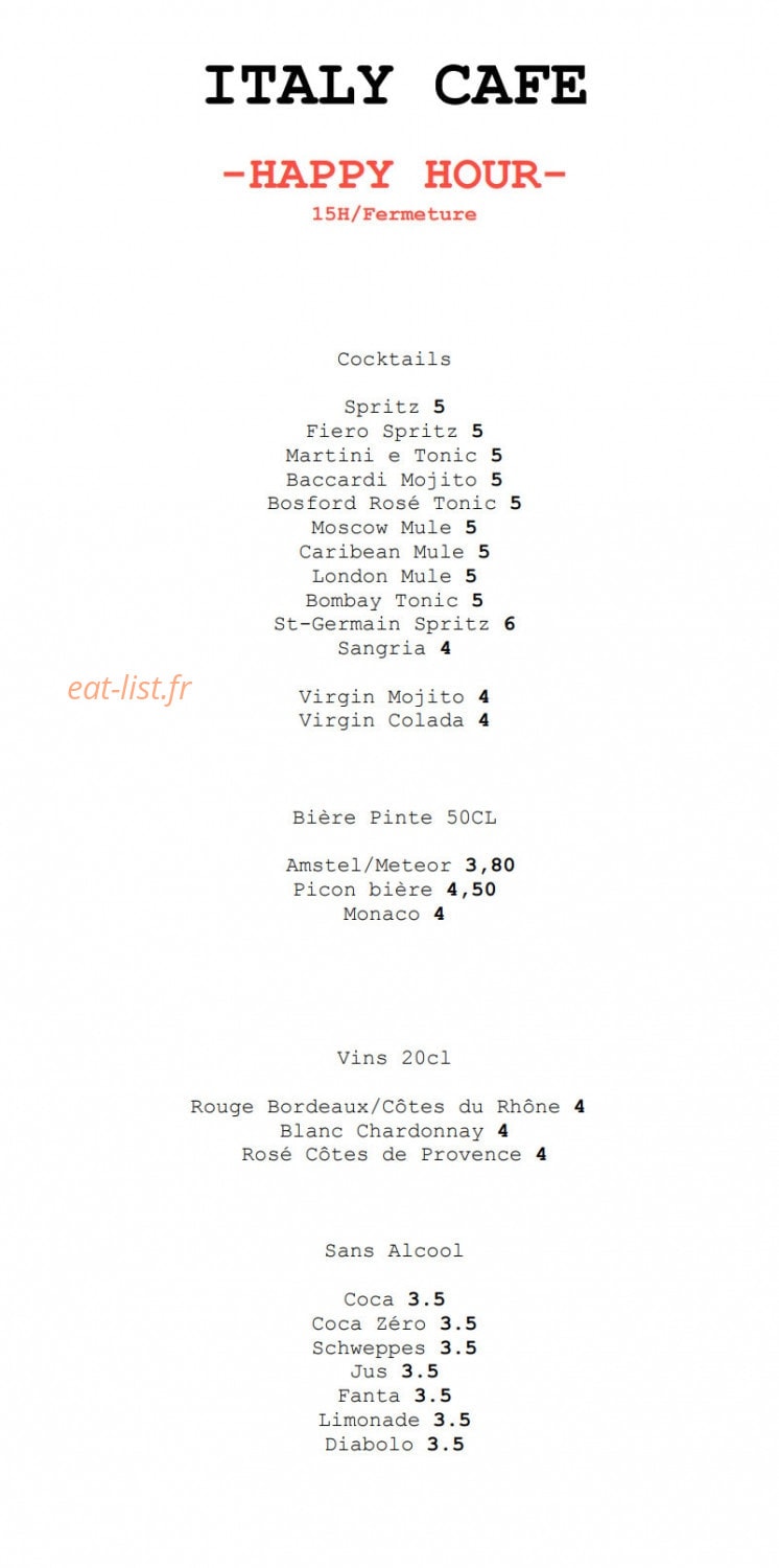 L'Italy Cafe — carte page 2