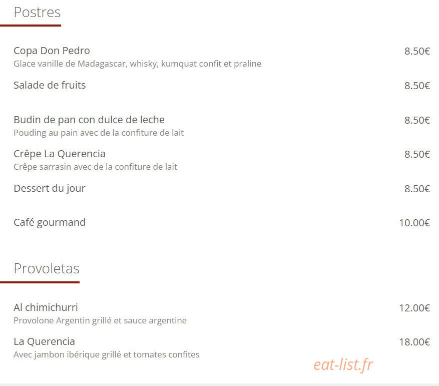 La Querencia — carte page 3