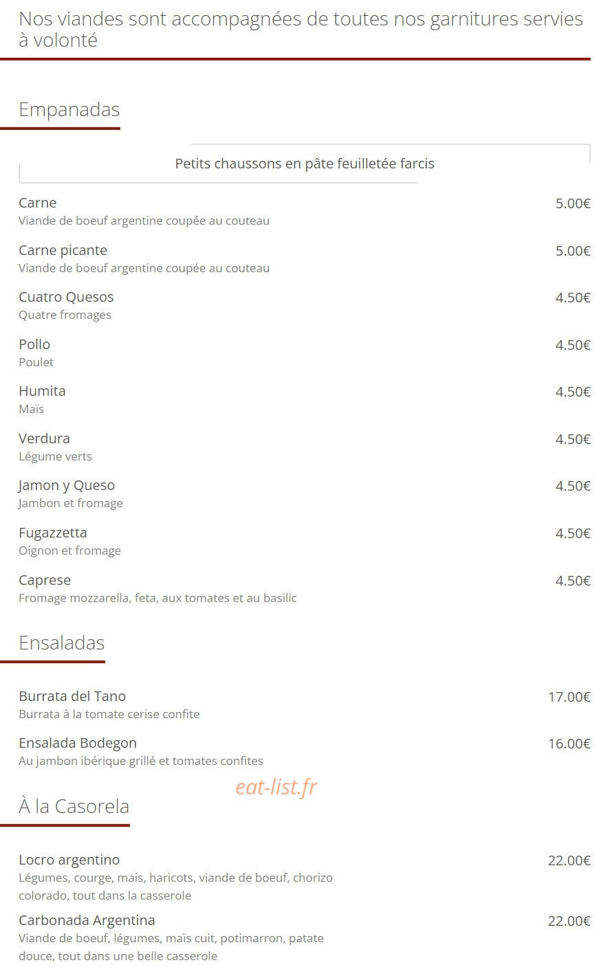 La Querencia — carte page 1