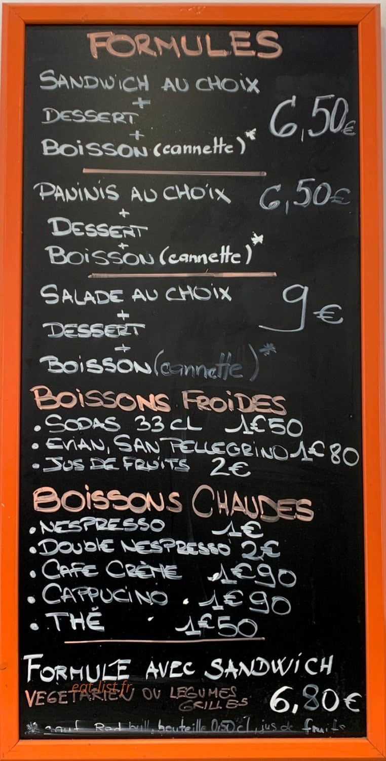 La Sandwicherie du 15e — carte page 2