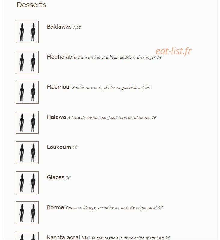La Table Libanaise — carte page 10