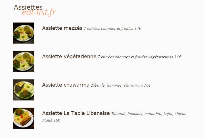 La Table Libanaise — carte page 7